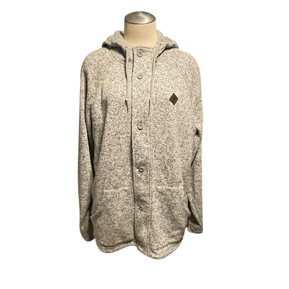 VANS: Heather Grey Button Up + Zip - Hoodie - Sweater - Jacket - Large